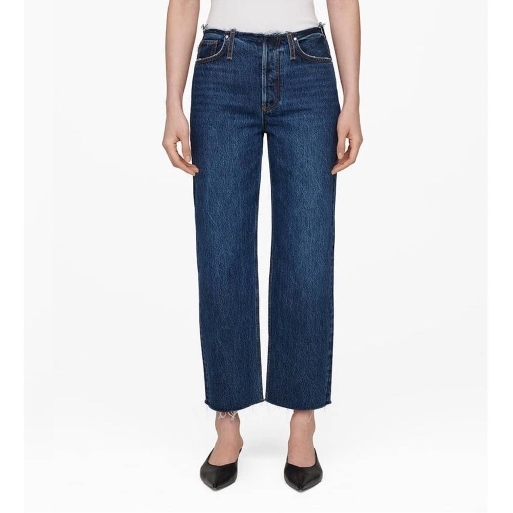 Anine Bing Blue Denim Gavin 1999 Straight Mid Indigo Ankle Jeans, size 25 New